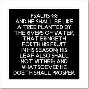 Psalm 1:3 King James Version Bible Verse Typography Posters and Art